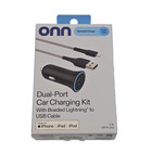 Dwuportowy zestaw do ładowania samochodu ONN z plecionym oświetleniem na kabel USB NOWY W PUDEŁKU