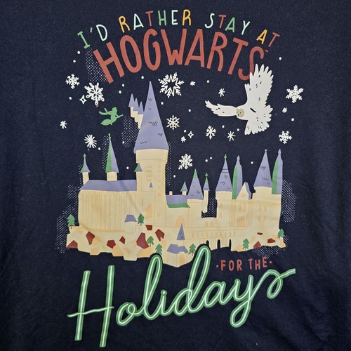 NWOT Harry Potter I'd Rather Stay At Hogwarts Pj Pajama Shirt Childs Small Blue - Picture 3 of 7