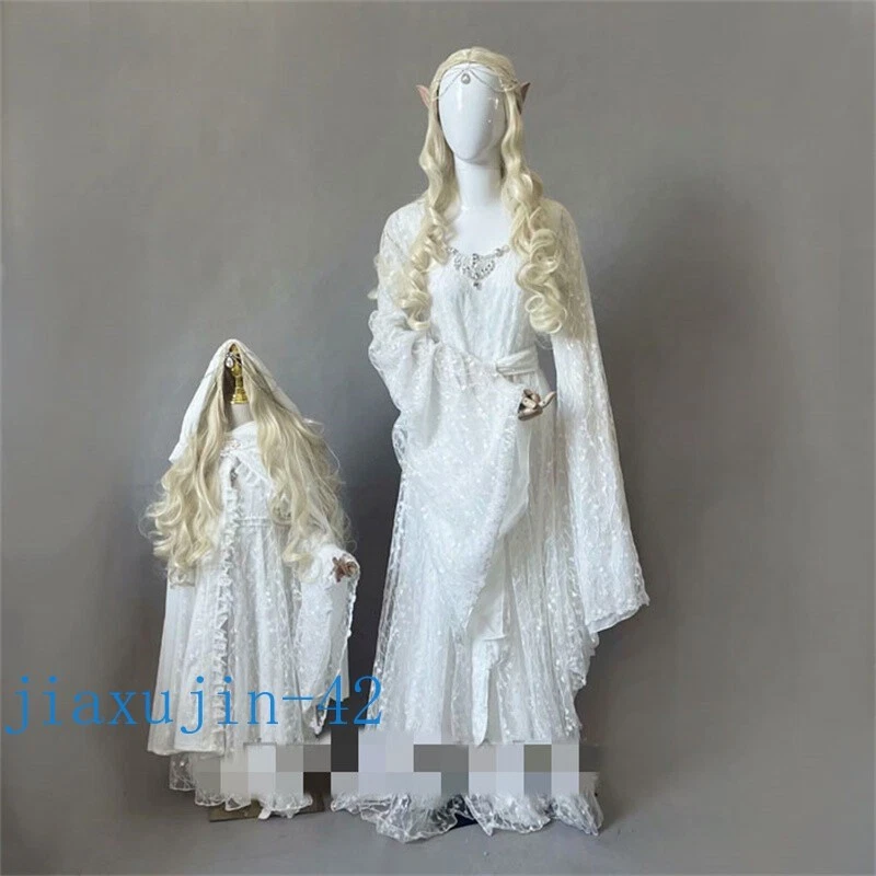 Lord of the Rings The Hobbit Galadriel Cosplay Costume Outfits Wig Adult/kids- - Image 2 of 4
