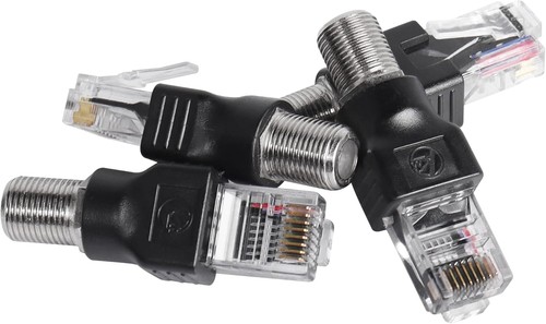CERRXIAN 4 STÜCK RF zu RJ45 Koaxial Konverter Buchse Stecker Koax schwarz - Bild 4 von 6