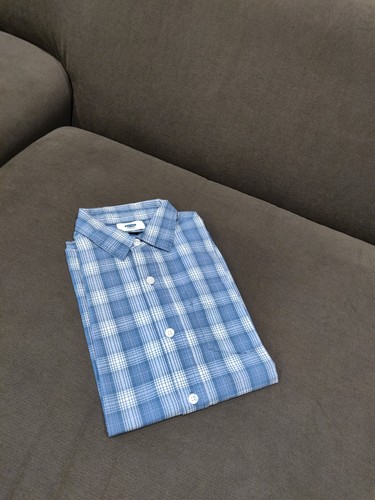 Camicia OLD NAVY ragazzo blu chiaro cotone a quadri manica lunga, taglia 8 - Foto 4 di 4