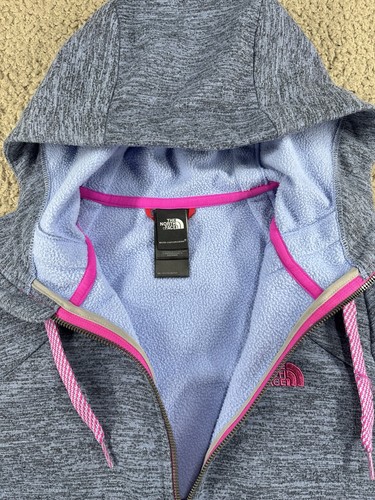 The North Face Damen Hoodie mittelblau meliert mit rosa durchgehendem Reißverschluss und Taschen - Bild 10 von 17