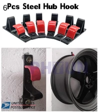 SET OF 6PCS SLAT WALL METAL "J" WHEEL RIM DISPLAY HOOK NEW (36) HOOKS HANGING US