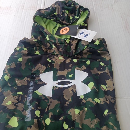 Under Armour FOREST GREEN Fleece Big Logo Printed Hoodie Youth L US YL NWT  - Picture 1 of 10