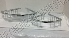 Frontgate Bathroom Shower butler quick release Pie Shaped 2 Baskets Chrome 