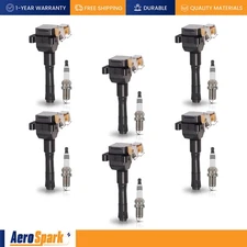 6 Ignition Coil & 6 Platinum Spark Plug for 1991-1995 BMW 525i 2.5L l6 UF226