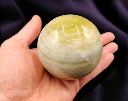 Large Cloudy Banded Yellow Citrine Crystal Sphere Ball Natural Gemstone 78MM - Picture 2 of 3