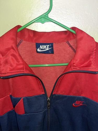 Vintage 70er/80er Original Nike Blue Tag Track Warmup Bomberjacke Colorblock Gr. L - Bild 2 von 4