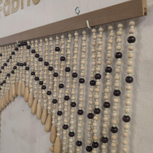 Vintage Japanese Wooden Beaded Curtain Beige Retro Noren 85x120cm Showa Retro - Picture 5 of 11