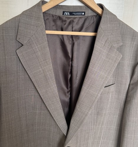 NEU Zara karierter karierter Blazer Sport Mantel Jacke Herren Größe 44 braun - Bild 5 von 18