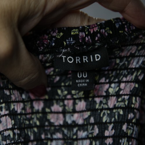 Torrid Dress 00 Womens 10 Floral Smocked Off Shoulder Long Sleeve Boho Stretch - Picture 6 of 9
