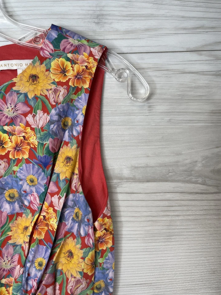 Vestido para mujer Antonio Melani 4 rojo floral sin mangas funda forrada de algodón Foto 3 de 4