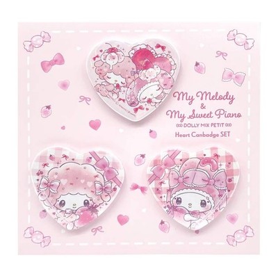 P8 Sanrio Character goods DOLLY MIX PETIT Heart Pin Badge Set of 3 Japan