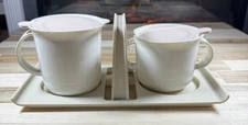 Lot-Tupperware Sugar Bowl 2310A- 10 Oz/Creamer 2309A-12 Oz/W Carrier