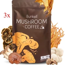 Lions Mane Turkey Tail Reishi Mushroom Coffee Instant Coffee Focus 1-3 Packs US