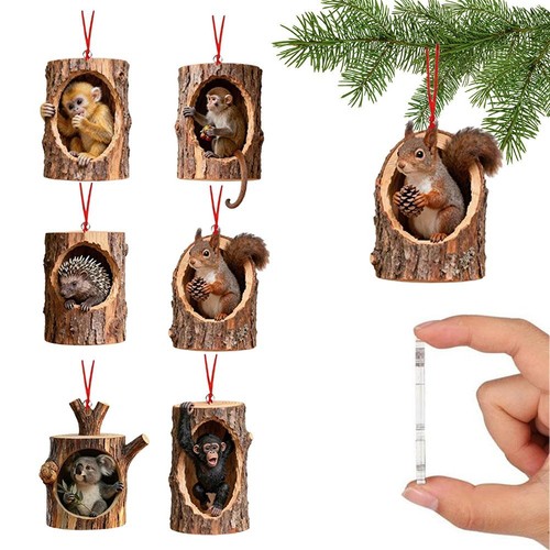 6 Stück 2D flache Waldtiere Weihnachtsschmuck, niedlicher Christbaumschmuck - Bild 24 von 24