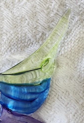 Blown Glass Hummingbird Hanging Figurine Ornament Blue Green Purple Artist Made - Picture 7 of 9