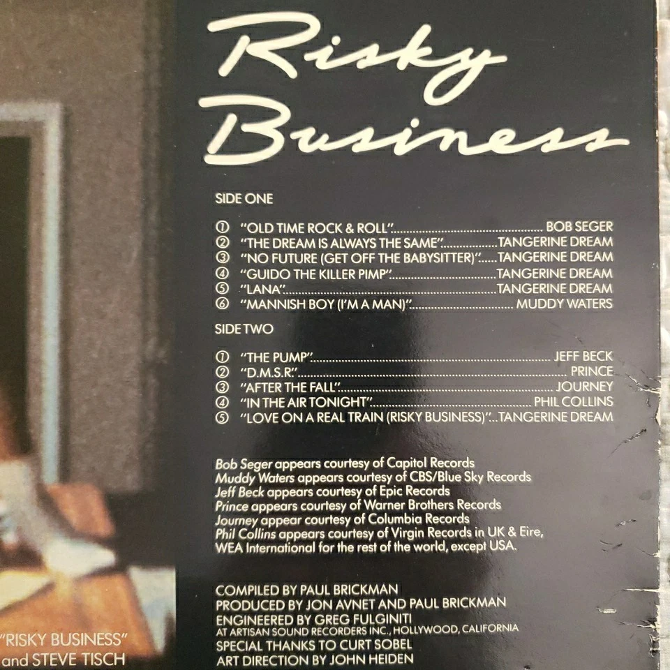 Risky Business Soundtrack LP Vinyl Record Virgin Records V2302 1984 Foto 4 de 4