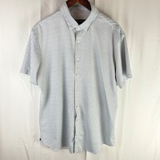 Mizzen Main Performance Mens XL Trim Short Sleeve Button Up Shirt Micro Square