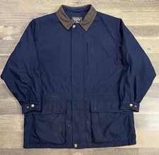 Cappotto da lavoro Eddie Bauer uomo XL blu navy pelle di talpa trapuntato foderato