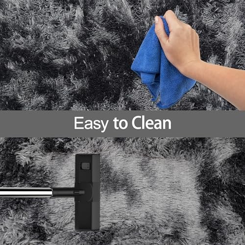 Tie-Dyed Runner Rug for Bedroom Black Grey 2x6ft Fluffy Area Rug Bedside - Bild 7 von 7