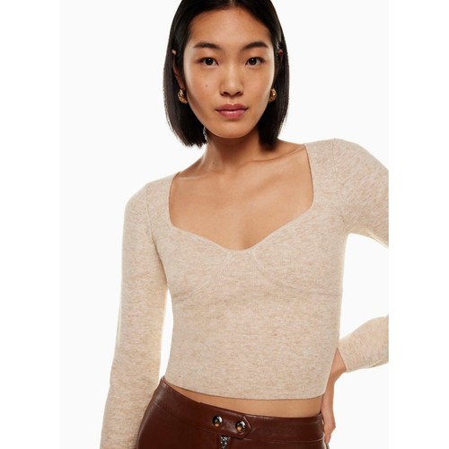 Aritzia Wilfred Greer Bustier Sweater Sweetheart Neckline Long Sleeve Size Small