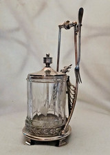 Antique Rogers &amp; Smith Co. Silver Plate Pickle Castor with Glass Jar &amp;  Fork
