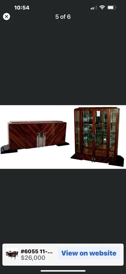 Juego de comedor Art Deco de 11 piezas francés de palo de rosa ébano D’Massacar C 1925 Foto 4 de 4