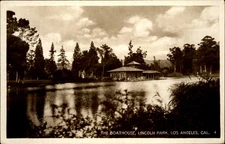 Boat House~Lincoln Park~Los Angeles California~RPPC real photo probably 1920s