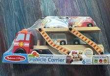 Melissa & Doug Emergency Vehicle Carrier  6 Pieces New