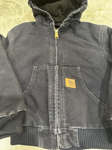 Carhartt Jacket Youth Size S (6/7) Navy Blue Canvas Full Zip Quilted inside Boys - Picture 4 of 8
