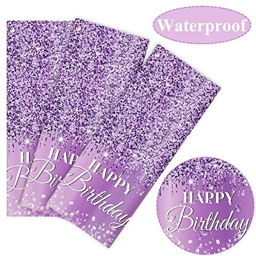 3 Pieces Purple Silver Birthday Tablecloths for Purple and Silver Birthday - Picture 5 of 8