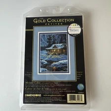 Dimensions Gold Collection Petites “Moonlit Cabin” Cross Stitch Kit 5”x7” NEW