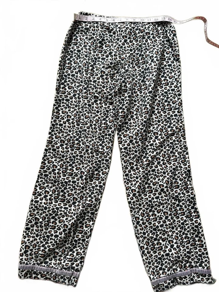 Pantalones de salón de franela con estampado de leopardo para mujer de colección azul marino antiguo | talla XS Foto 2 de 4