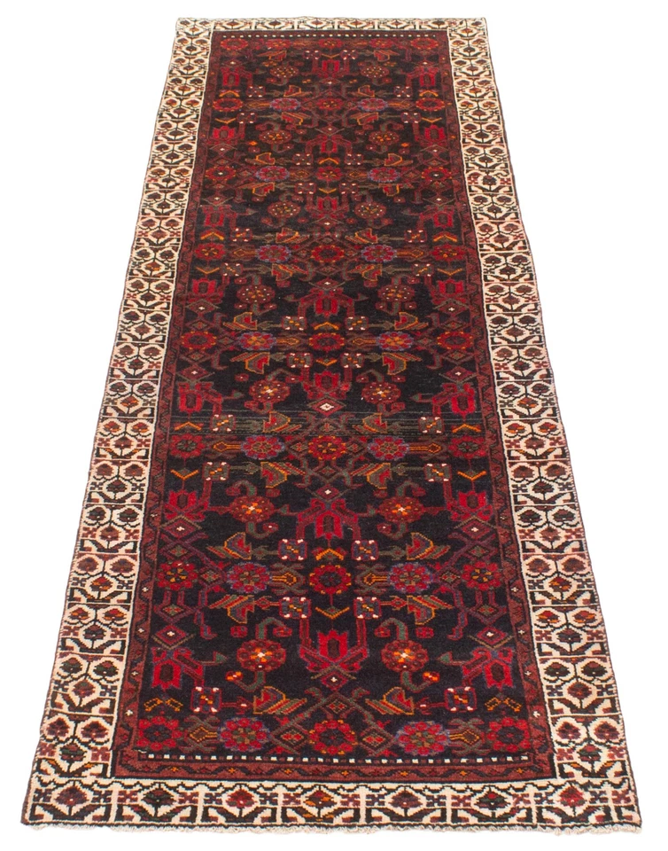 Alfombra de corredor vintage anudada a mano alfombra de lana oriental tradicional de 3'3" x 10'11" Foto 3 de 4