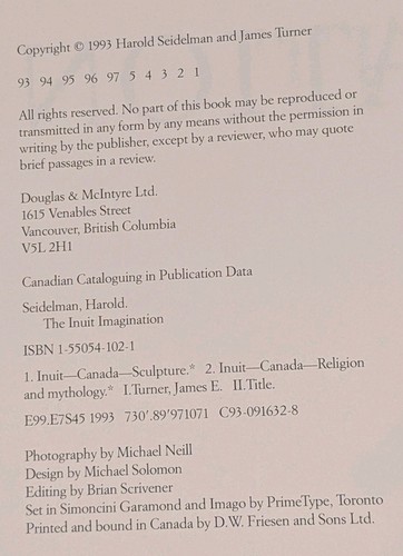 The Inuit Imagination Hardcover Arctic Myth & Sculpture Seidelman 1993 Art Vtg - Picture 4 of 17