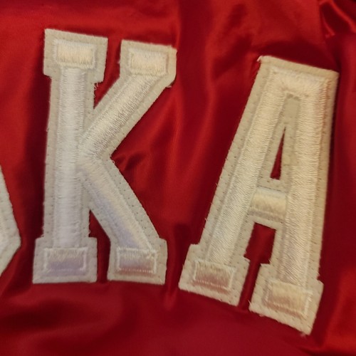 Vintage 80s 90s Nebraska Cornhuskers Arch Spellout Satin Bomber Jacket Size L - Bild 17 von 17