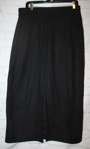 Old Navy Women's Black Ribbed Knit Elastic Waistband Pencil Midi Skirt Size L - Picture 2 of 3