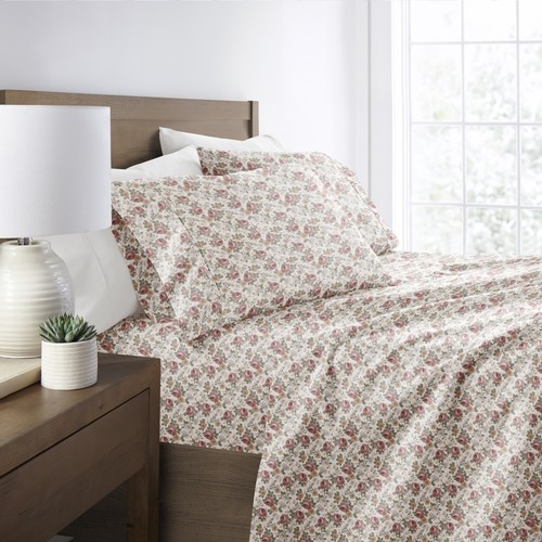4 PC Spring Florals Bed Sheets Patterned Microfiber Soft Bedding Kaycie Gray - Picture 19 of 110