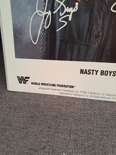 WWE NASTY BOYS SIGNED 8.5X11 ORIGINAL PROMO PHOTO 1991 KNOBBS SAGS - Picture 5 of 7