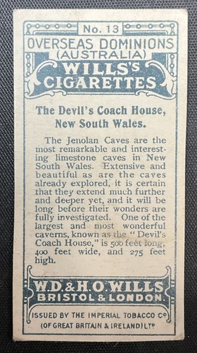 Wills's Overseas Dominions (Australia) #13 Devil's Coach House 1915 baja calidad - Imagen 2 de 2