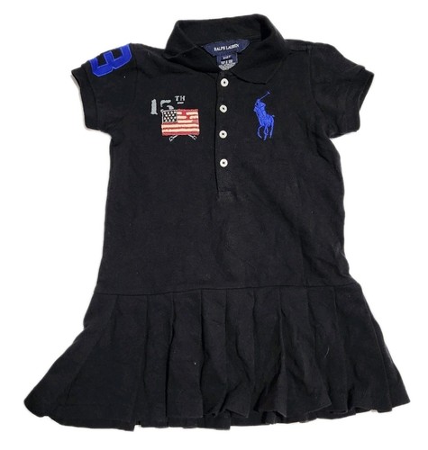 NEU NEU MIT ETIKETT Polo Ralph Lauren Polokleid Kleinkind Mädchen Größe 2T lila große Pony Flagge - Bild 1 von 8