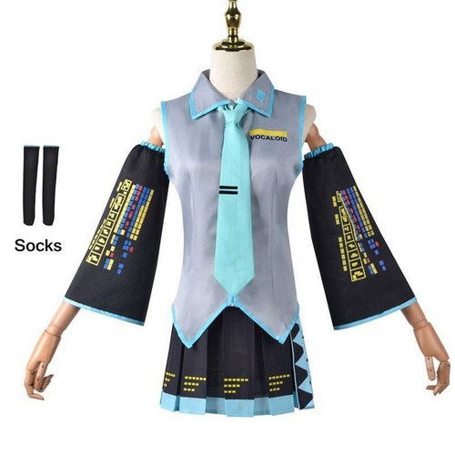 Anime Hatsune Miku Vocaloid Hatsune Cosplay Costume Uniform Dress Party Outfits - Picture 7 of 22