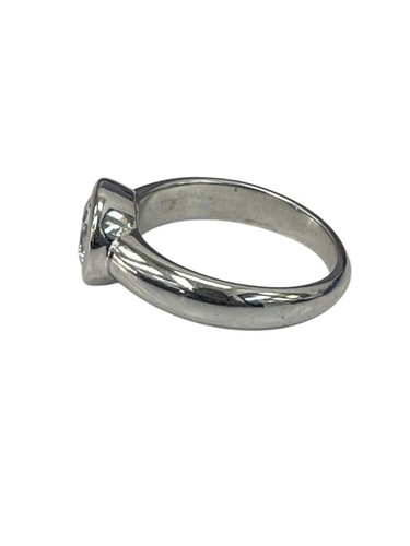 Natürlicher runder Brillant Solitär Lünette Diamant Ring GIA 14kt Weißgold - Bild 3 von 7