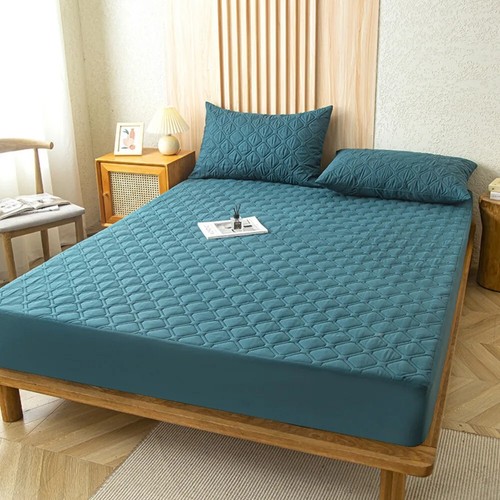 Soft and Comfortable Mattress Protector Cover Layered Solid Color Fitted Sheet