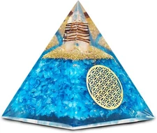 Aquamarine Orgonite Pyramid Healing Crystal Gemstone Meditation Positivity India