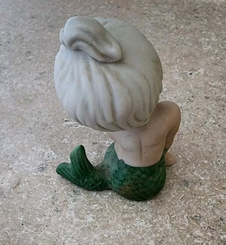 Vintage Mermaid Ceramic Bisque  3 PC. Lot Winking, Bell, Miniature - Picture 3 of 11