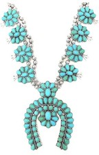 Wesetern Squash Blossom Statement Necklace and Earrings Set