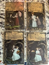 Antique GERMANY VALENTINE Postcard Lot X4 1909 Theochrom Love Romantic Vintage