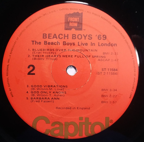BEACH BOYS '69 -The Beach Boys Live In London -Vinyl LP 1976-Capitol ST-11584 - Imagen 6 de 6